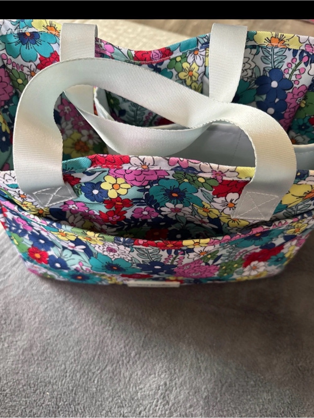 Vera Bradley Black Canvas Utility Tote Bag Multi Compartment Organizer